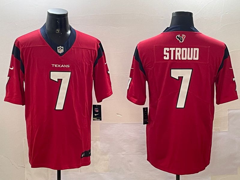 Men Houston Texans 7 Stroud Red Second generation 2024 Nike Limited NFL Jersey style 0108